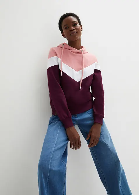 Mikina s kapucí a velkým límcem, bonprix