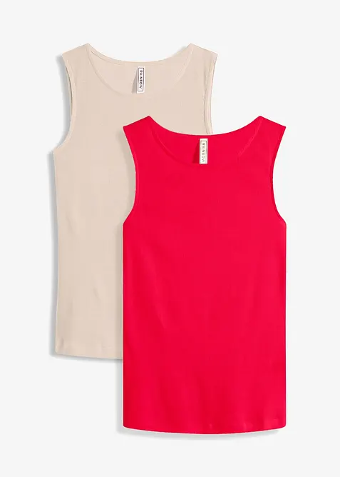 Žebrovan&yacute; top z čist&eacute; organick&eacute; bavlny (2 ks v balen&iacute;), bonprix