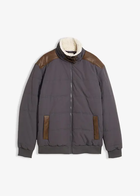 Voděodolný prošívaný bluzon s detaily z umělé kůže, bonprix