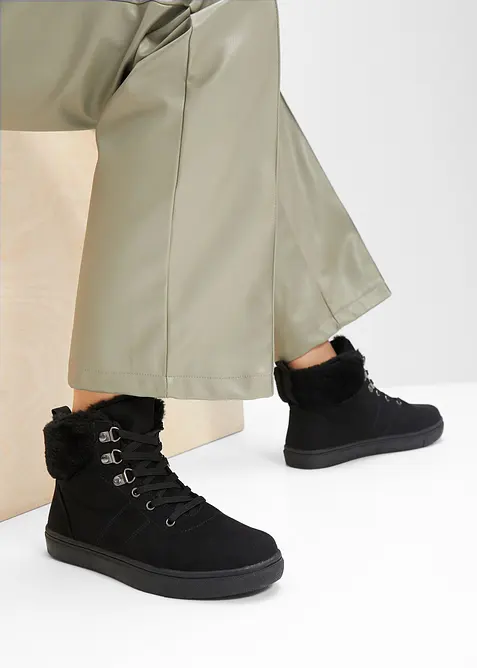 Šněrovací kotníková obuv s podšívkou, bonprix