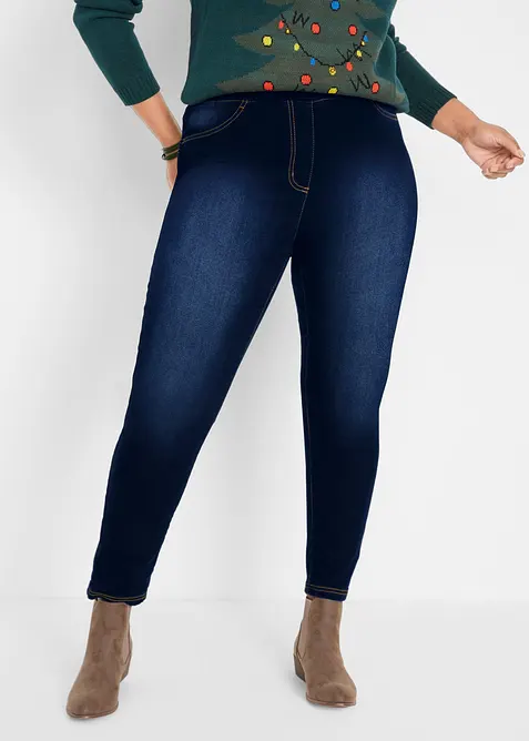 High Waist jeggings, ealstick&eacute;, s termo funkc&iacute;, pohodln&aacute; pasovka, bonprix