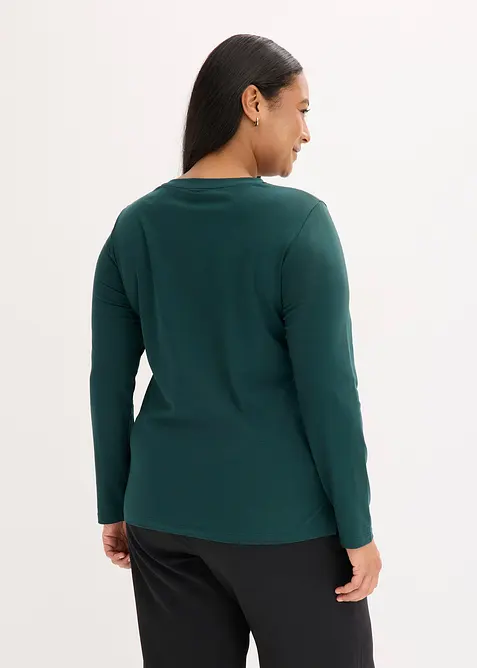 Triko s dlouhým rukávem a potiskem růží, bonprix