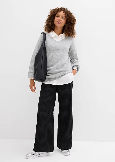 Měkk&yacute; svetr z jemn&eacute; pleteniny, s balonov&yacute;mi ruk&aacute;vy, bonprix