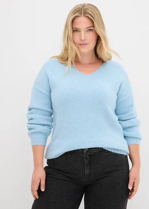 Měkk&yacute; svetr z jemn&eacute; pleteniny, s balonov&yacute;mi ruk&aacute;vy, bonprix