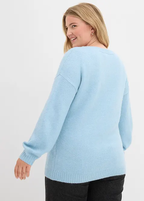 Měkk&yacute; svetr z jemn&eacute; pleteniny, s balonov&yacute;mi ruk&aacute;vy, bonprix