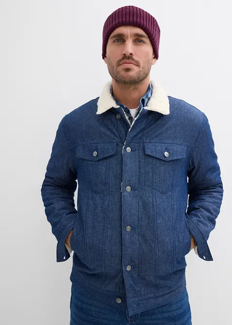 Džínová bunda s plyšovou podšívkou, bonprix