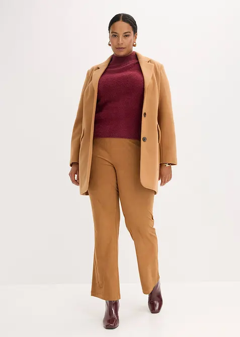 Rozšířené kalhoty z umělé velurové kůže, bonprix