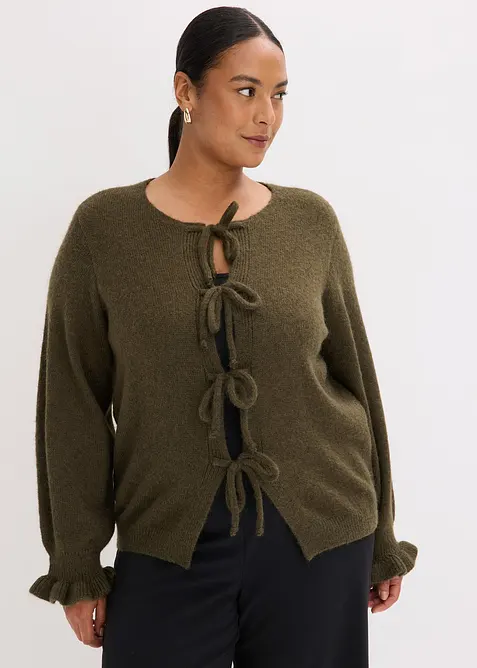 Oversize pletený kabátek z měkké vlněné směsi, bonprix