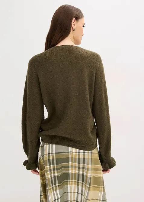 Oversize pletený kabátek z měkké vlněné směsi, bonprix