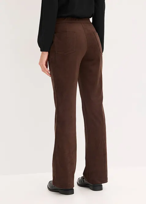 Rozšířené kalhoty z umělé velurové kůže, bonprix