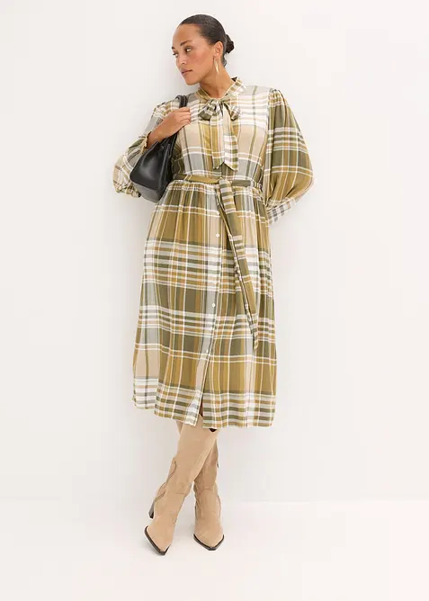 Midi šaty s vázačkou, bonprix