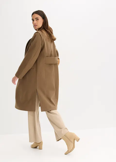 Flaušový kabát s odnímatelnými rukávy, bonprix