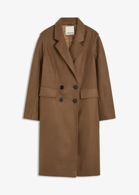 Flaušový kabát s odnímatelnými rukávy, bonprix