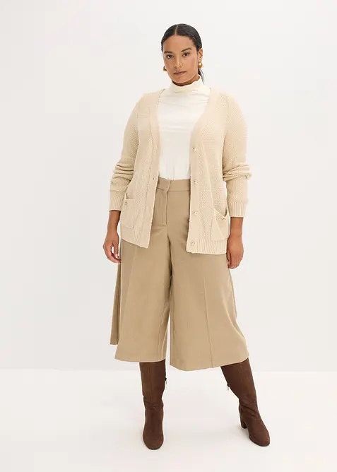 Kalhoty se vzorem rybí kosti a s vlněným vzhledem, bonprix