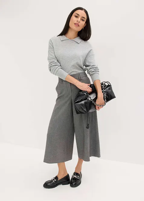 Kalhoty se vzorem rybí kosti a s vlněným vzhledem, bonprix