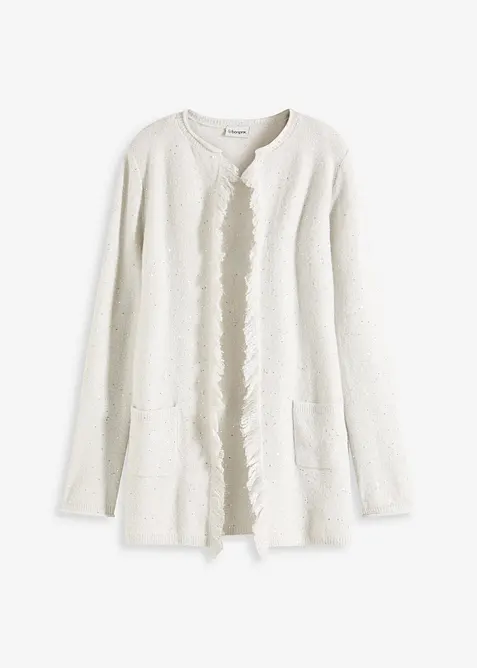 Krátký pletený kabát s pajetkami a lesklou přízí, bonprix