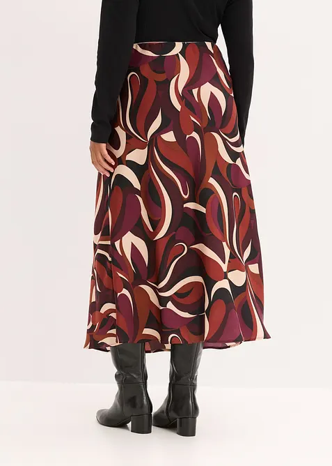 Midi sukně se spl&yacute;vav&eacute;ho sat&eacute;nu, bonprix