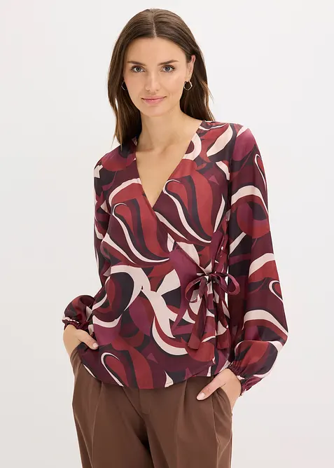 Zavinovací halenka ze splývavého saténu, bonprix