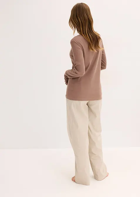 Volnočasové žebrové triko a tkané kalhoty, bonprix