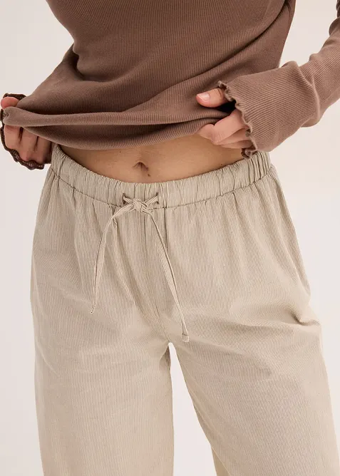 Volnočasové žebrové triko a tkané kalhoty, bonprix