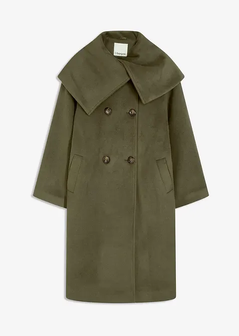 Kabát s vlněným vzhledem a se širokým límcem, bonprix