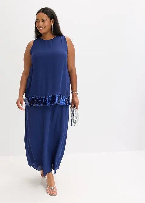 Dlouhé šaty z jemného žoržetu s pajetkami, bonprix