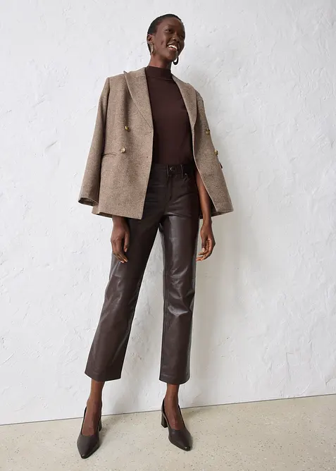 Kožené kalhoty z jehněčí kůže napa, bonprix