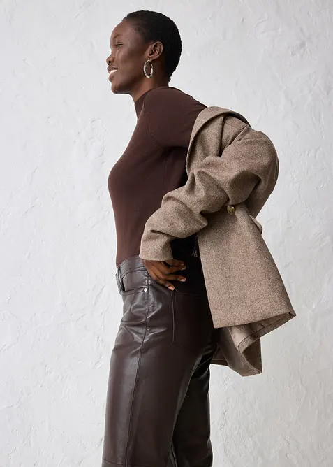 Kožen&eacute; kalhoty z jehněč&iacute; kůže napa, bonprix