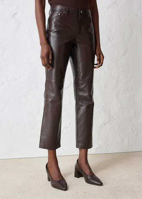 Kožené kalhoty z jehněčí kůže napa, bonprix