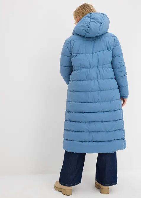 Dlouhý prošívaný kabát s kapucí, bonprix