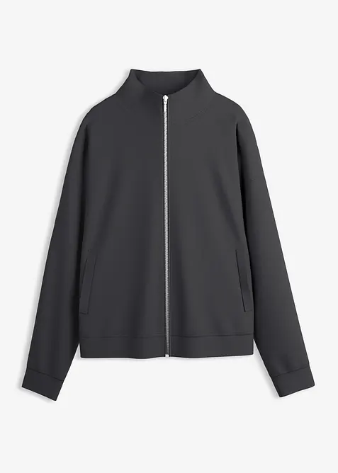 Bunda na zip z materiálu scuba, bonprix