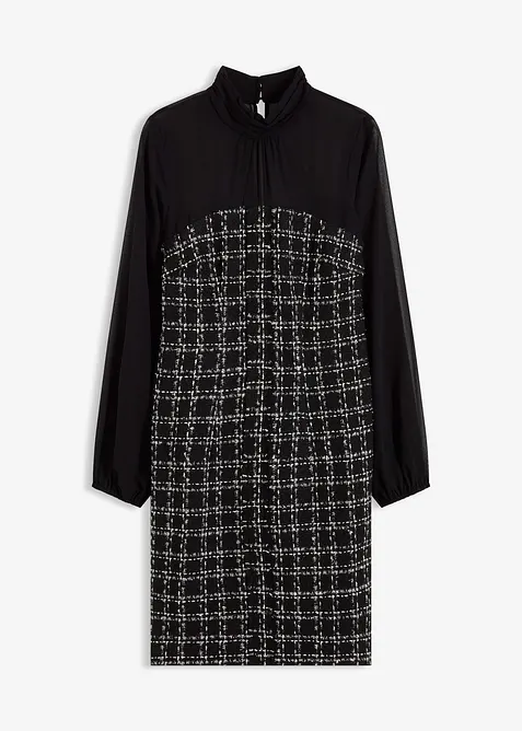 Minišaty z buklé, se šifonovými rukávy, bonprix