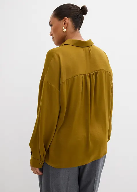 Košilová halenka ze splývavého saténu, bonprix