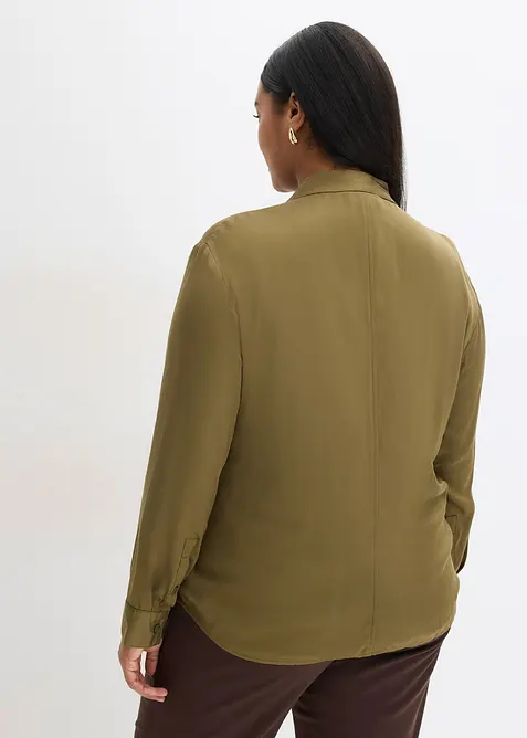 Košilová halenka ze splývavého saténu, bonprix