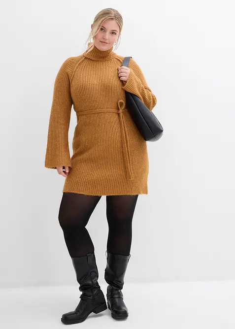 Kr&aacute;tk&eacute; žebrovan&eacute; pleten&eacute; &scaron;aty s rol&aacute;kem, bonprix