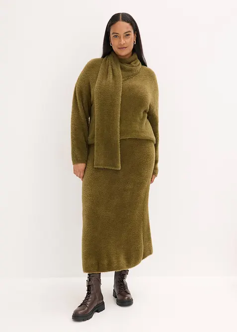 Pletená sukně z měkoučké péřové příze, bonprix