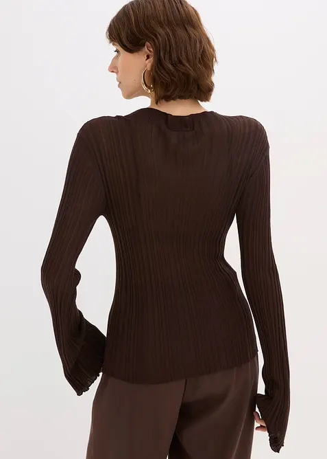 Polotransparentní pletené tričko, bonprix