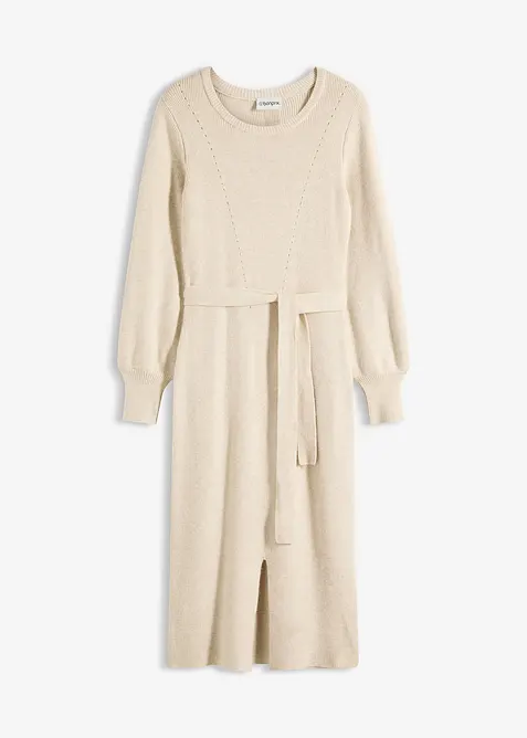 Žebrované pletené šaty ze splývavé směsi s viskózou, bonprix