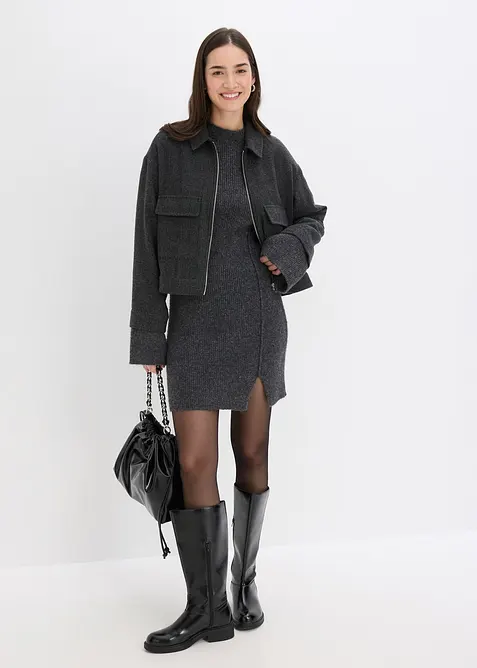 Krátké pletené šaty s podílem vlny, bonprix