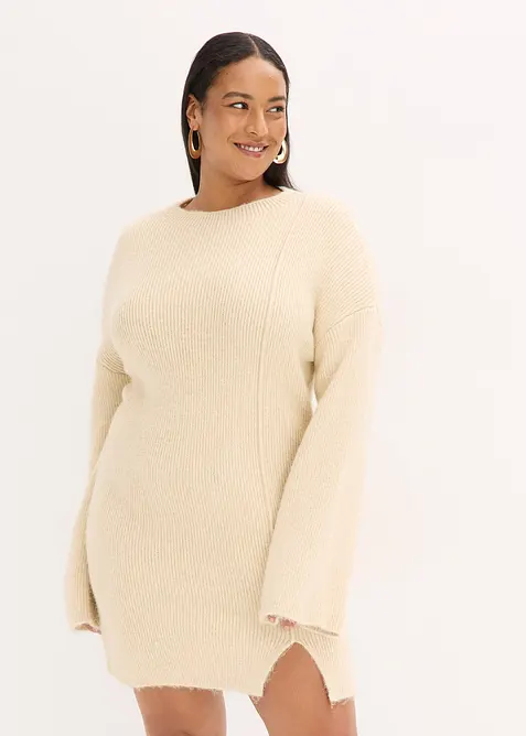 Krátké pletené šaty s podílem vlny, bonprix