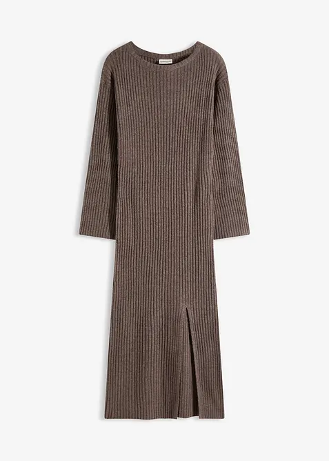 Pletené šaty s rozparkem, bonprix