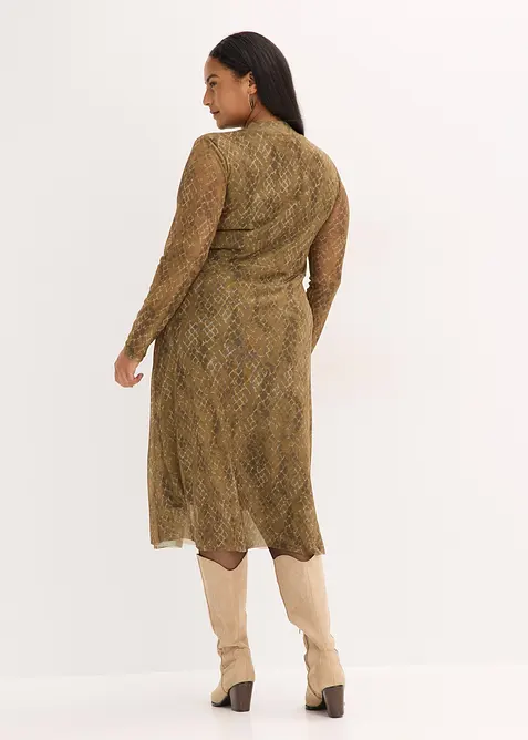 Midi šaty z jemné síťoviny, bonprix