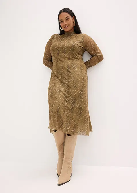 Midi šaty z jemné síťoviny, bonprix