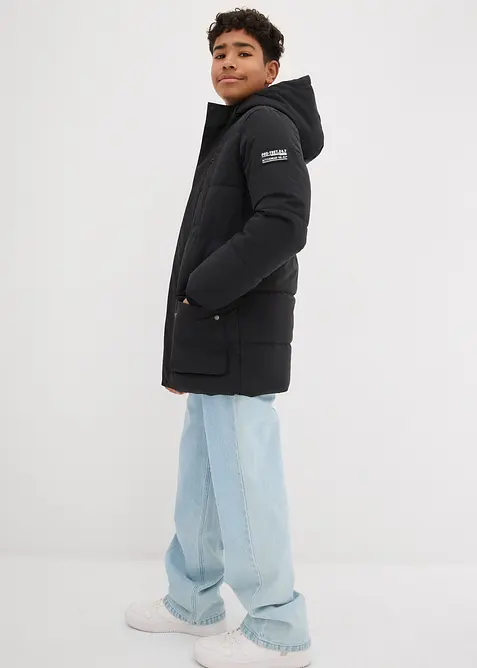 Prošívaná parka se sportovními detaily a kapucí, bonprix