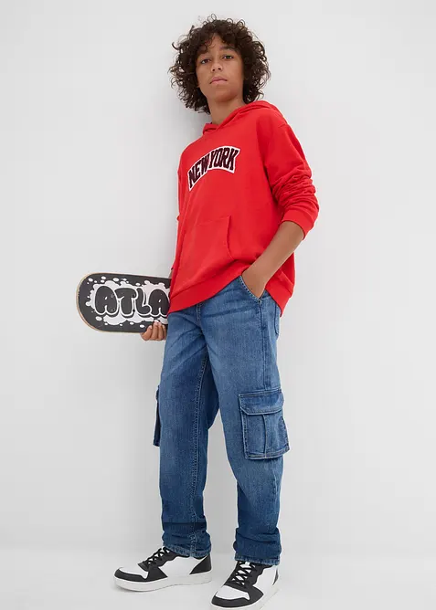 Termo cargo džíny Loose Fit, s žerzejovou podšívkou, Tapered, bonprix