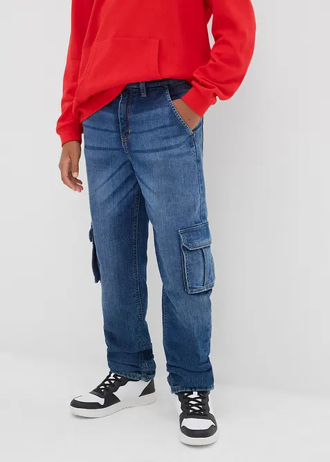 Termo cargo džíny Loose Fit, s žerzejovou podšívkou, Tapered, bonprix