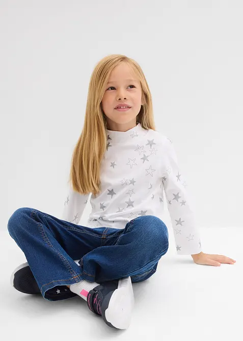 Tričko s dlouhým rukávem, z elastické směsi s organickou bavlnou (2 ks v balení), bonprix