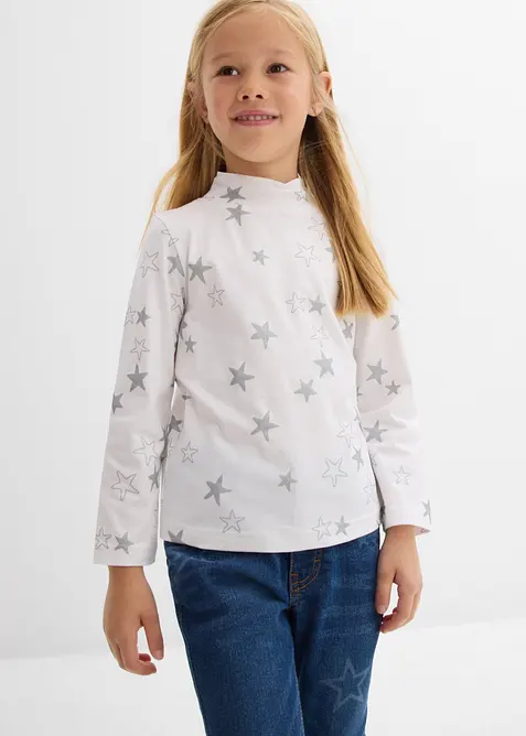 Tričko s dlouhým rukávem, z elastické směsi s organickou bavlnou (2 ks v balení), bonprix