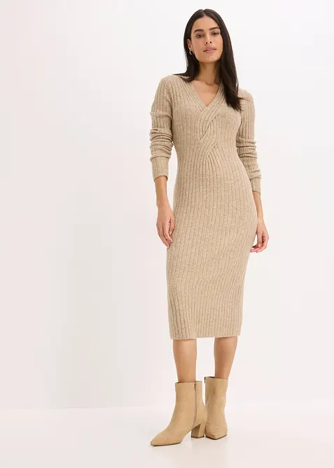 Pletené šaty s podílem vlny, bonprix