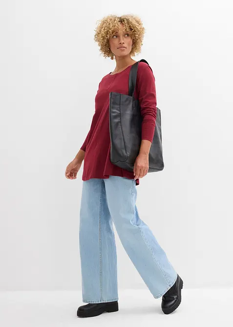 Tričko s dlouhým rukávem, ze směsi bavlny a viskózy, bonprix